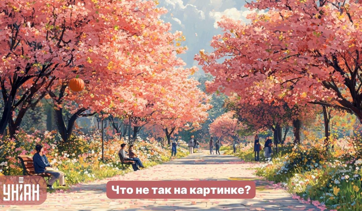 Sakura ağaçlarının olduğu bir parkta 5 saniyede garip bir böcek bulmanız gerekiyor: Basit bir IQ testi